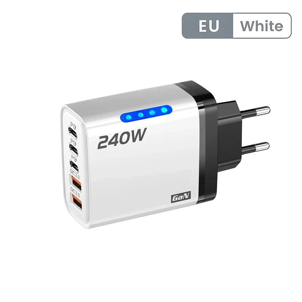 Cargador GaN 240W USB-C 5 en 1 — Carga Rápida Universal