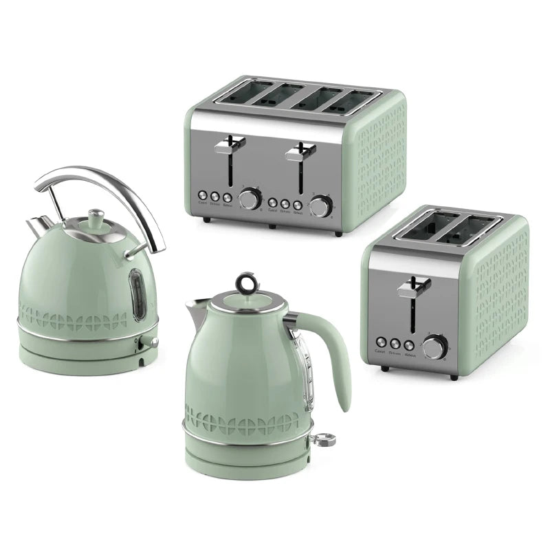 Set Retro de Cocina Eléctrico — Hervidor, Tostadora, Licuadora y Juguera
