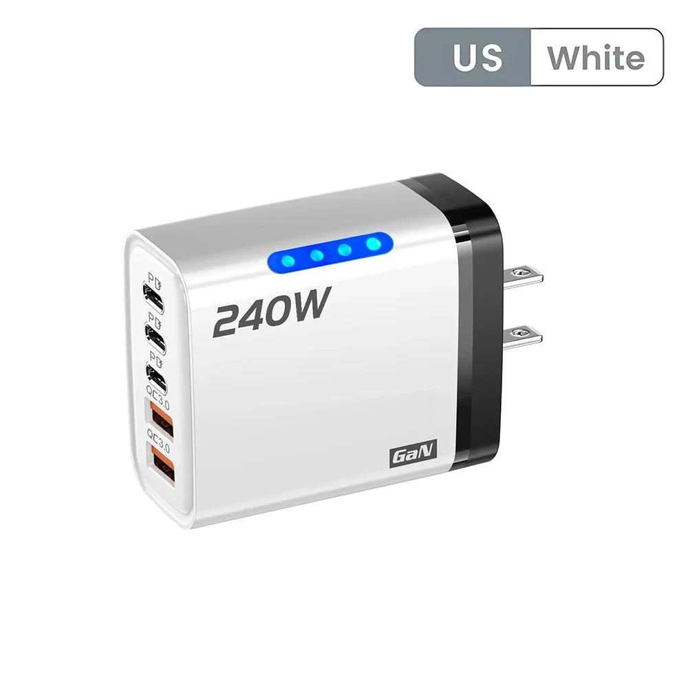 Cargador GaN 240W USB-C 5 en 1 — Carga Rápida Universal