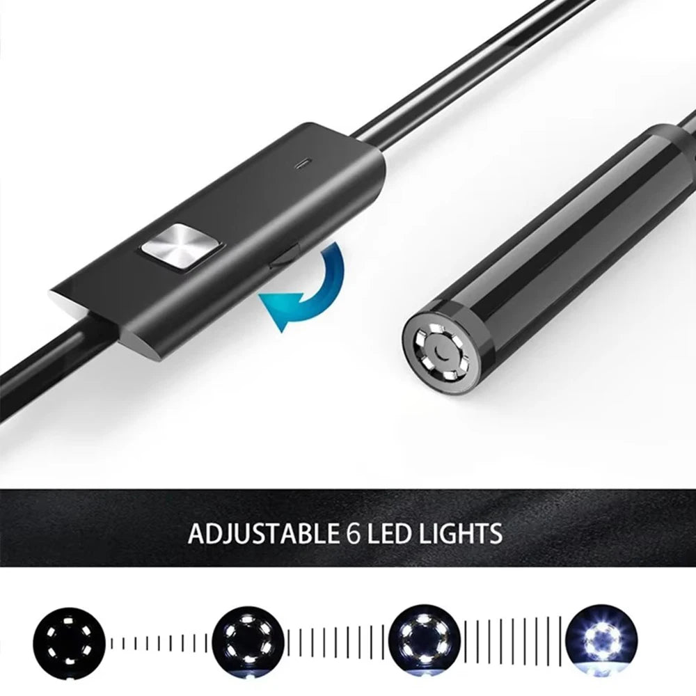 Cámara Endoscopio USB Impermeable — Inspección con 6 LEDs - LuxeMater